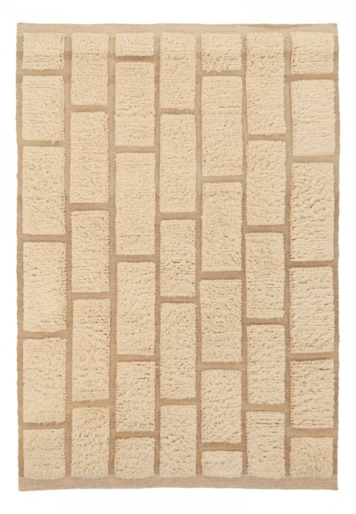 Tapis Rya \'Leknes Laine Tissée à la Main\' - Beige dans le groupe Décoration / Tapis / Tapis en ry chez Reforma (V10010)