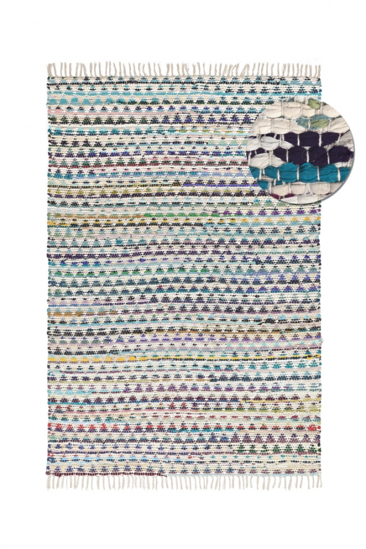 Tapis en chiffons « Lindby » - Multicolore/bleu dans le groupe Décoration / Tapis / Tapis tissés chez Reforma (V1006)