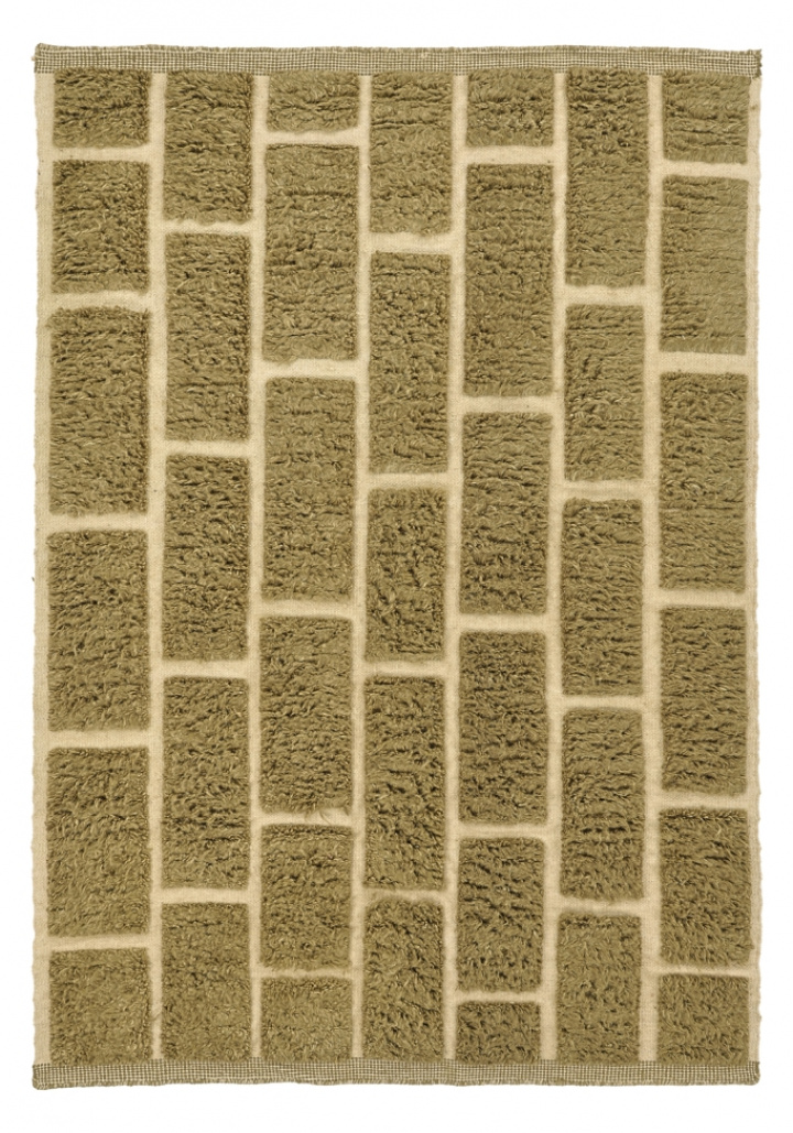 Tapis Rya \'Leknes Laine Tissée à la Main\' - Vert dans le groupe Décoration / Tapis / Tapis en laine chez Reforma (V1016)