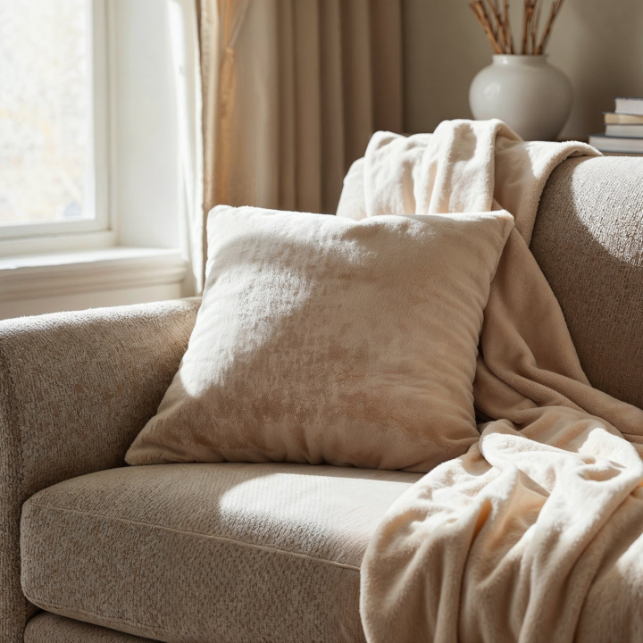 Plaid \' Aranga Super Soft Throw \' 130 x 170 cm - Beige dans le groupe Décoration / Textiles / Plaids & couvertures chez Reforma (V10201568)