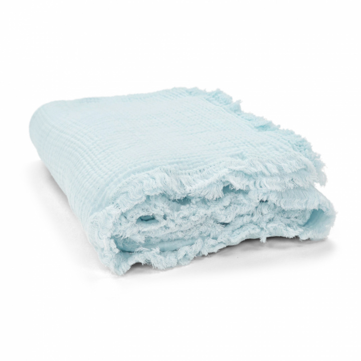 Couverture en mousseline \' Dorena \' 130 x 170 cm - Bleue dans le groupe Décoration / Textiles / Plaids & couvertures chez Reforma (V10201737)