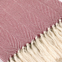Couverture en coton \' Denisa Fishbone \' 130 x 170 cm - Rouge/blanc
