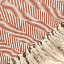 Couverture en coton \' Denisa Fishbone \' 130 x 170 cm - Marron/blanc