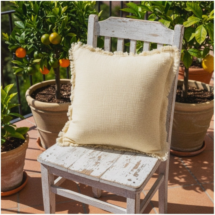 Housse de coussin \' Dorena \' 45 x 45 cm - Blanche dans le groupe Décoration / Textiles / Housses de coussin chez Reforma (V10201750)