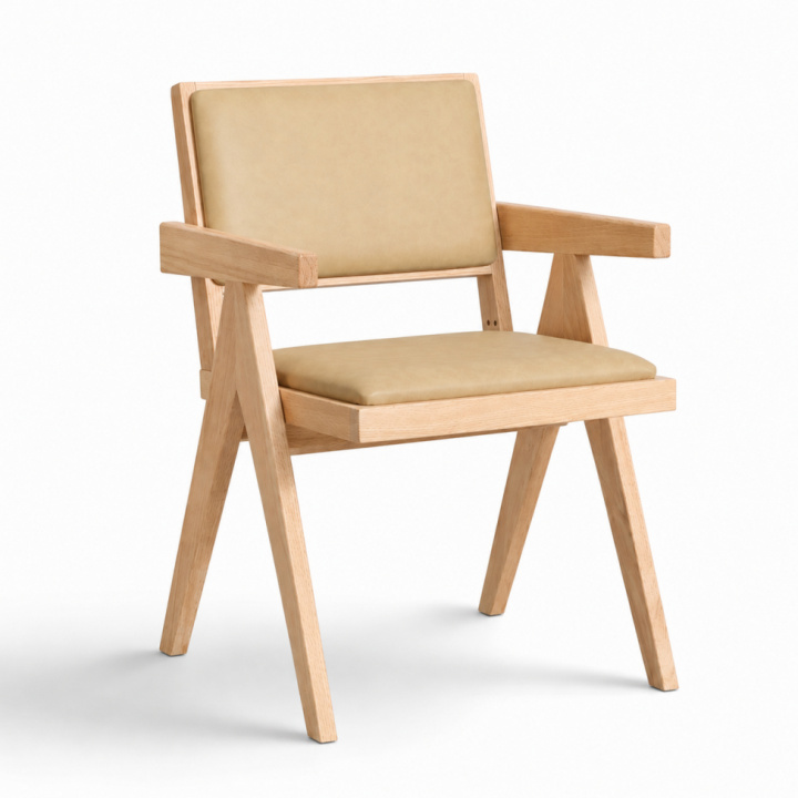Fauteuil de table \'Jean\' - Chêne blanchi/Beige dans le groupe Meubles / Meubles d\'assise / Chaises chez Reforma (WS-RT02-white-pigmented)