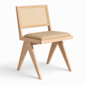 Chaise \'Jean\' - Chêne blanchi/Beige