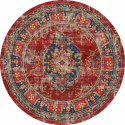 Tapis rond \'Soussi\' 200cm - Rouge/Multi