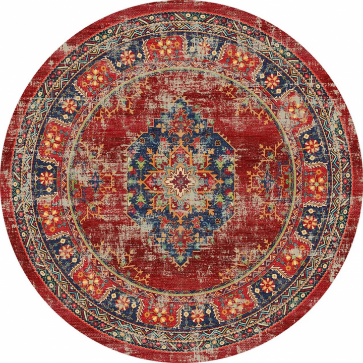 Tapis rond \'Soussi\' 240cm - Rouge/Multi dans le groupe Décoration / Tapis / Tapis tissés chez Reforma (X10116421)