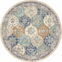 Tapis rond \'Bohemia\' 120cm - Bleu/Multi