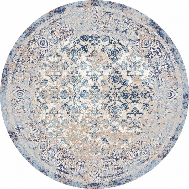 Tapis rond \'Denizli\' 160cm - Bleu dans le groupe Décoration / Tapis / Tapis tissés chez Reforma (X10116548)