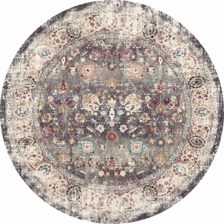 Tapis rond \'Bouhjar\' 200cm - Gris/Multi dans le groupe Décoration / Tapis / Tapis tissés chez Reforma (X10116943)