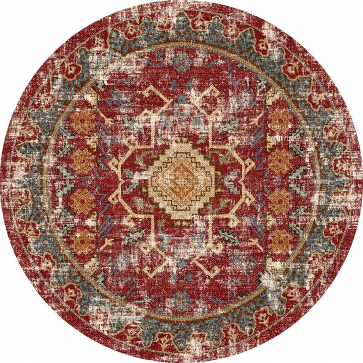 Tapis rond \'Idri\' 200cm - Rouge/Multi dans le groupe Décoration / Tapis / Tapis tissés chez Reforma (X10117100)