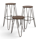 Tabouret \'Rustic\' 45cm - Bois/Acier