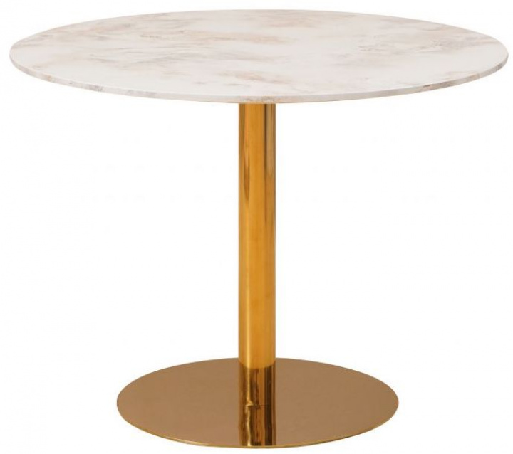 Table à manger \'Marbleous\' Ronde 100cm - Laiton/Blanc dans le groupe Meubles / Tables / Tables rondes chez Reforma (st-051w-100)