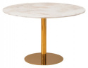 Table à manger \'Marbleous\' Ronde 120cm - Laiton/Blanc