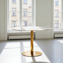 Table à manger \'Marbleous\' Ronde 120cm - Laiton/Blanc